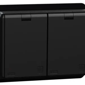 Fri frakt Elko RS 2-vägsuttag Jordat Infällt med lock IP44 Svart