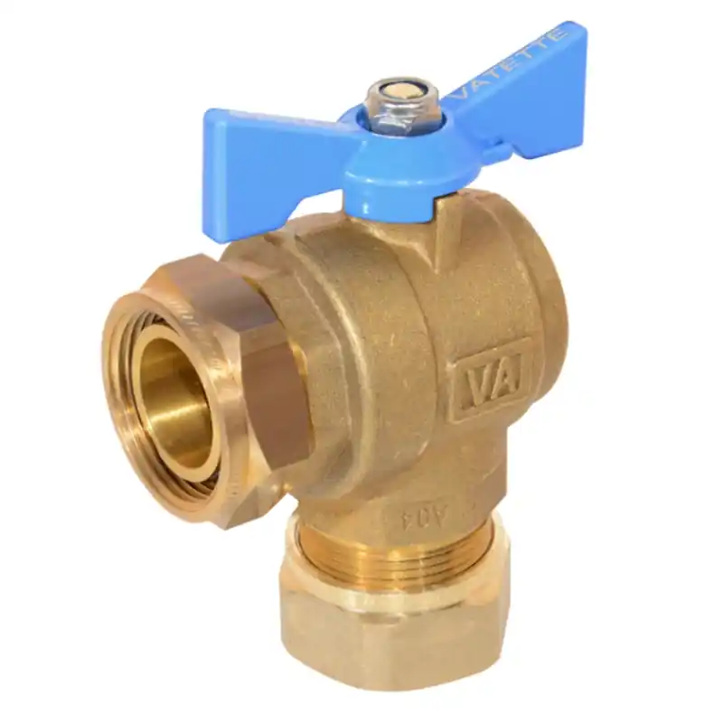 FULLFLÖDESVENTIL BLÅTT VRED VINKEL Rabatt