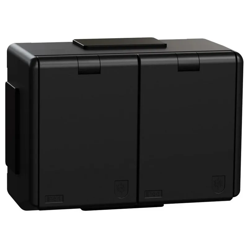 Extra rabatt Elko RS 2-vägsuttag Jordat UTP med lock IP44 Svart