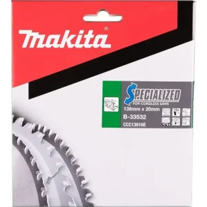 Makita B-33532 Cirkelsågsklinga 136x20mm 16T för snabba snitt i trä Bästa pris
