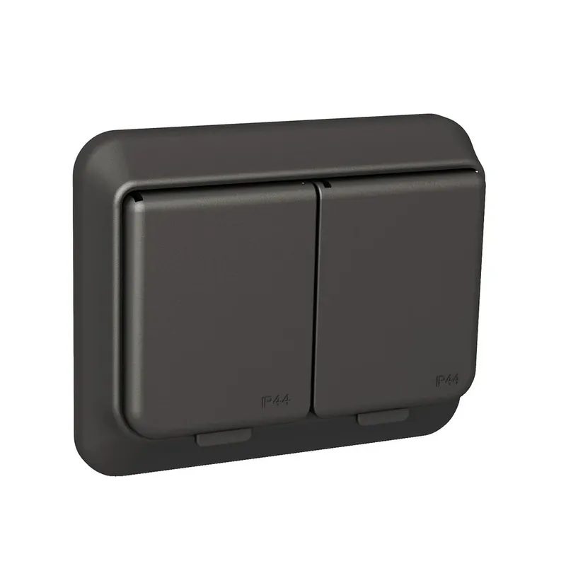 Schneider Electric Schenider Vägguttag 2-vägs med jord inf. IP44 Antracit Skruv Begränsad tid