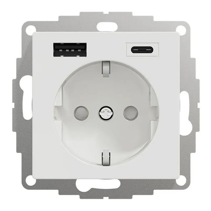 Snabb frakt Schneider Electric Exxact 1-vägsuttag + 2xUSB Typ A+C