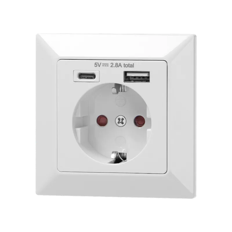 1-vägsuttag Jordat med 1xUSB-A + 1xUSB-C 2,8A Handla nu