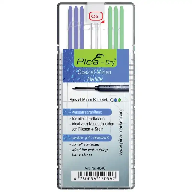 I lager Pica Dry 4040 Vattenfasta Reservstift (8st stift Grön, Blå, Vit)