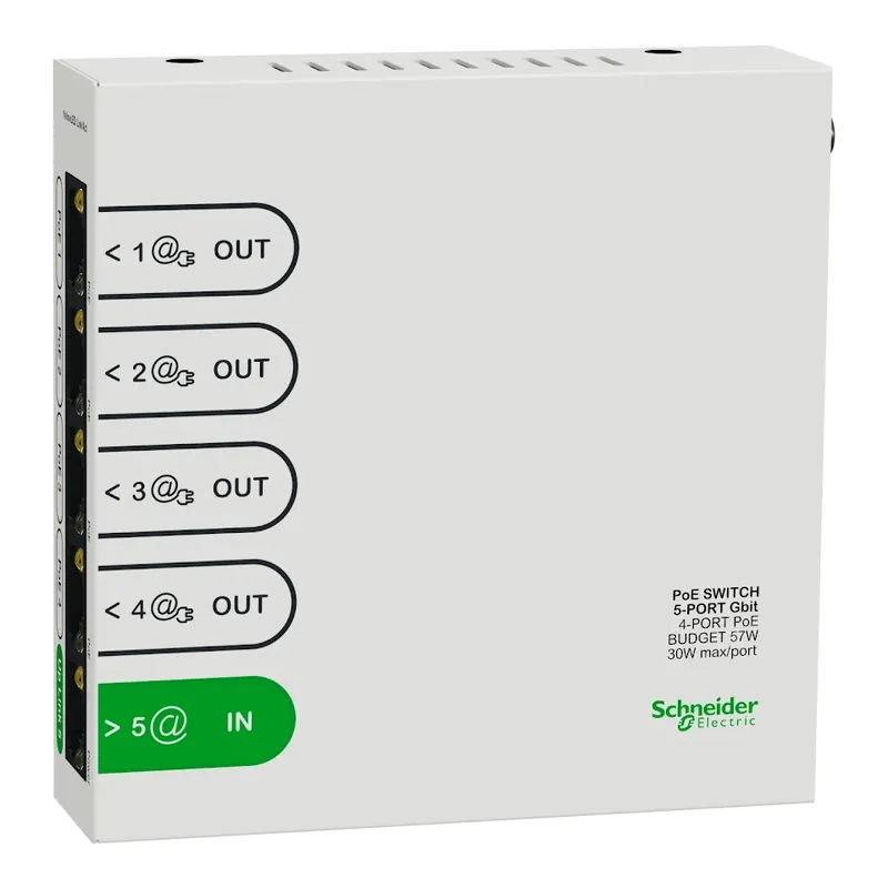 Schneider Electric Resi9 Switch 4-port PoE+ 57W Rea