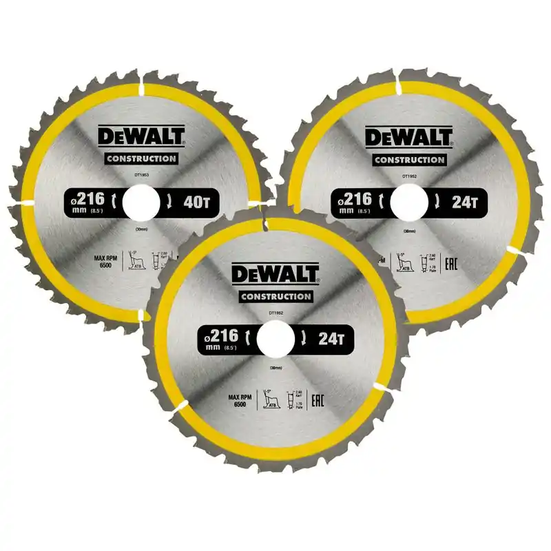 DeWalt DT1962 Sågbladspaket 216mm (2x24T, 1x48T) Rabatt
