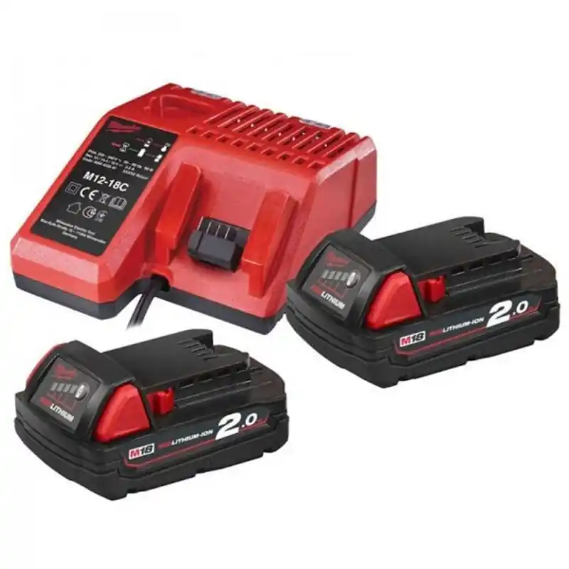 Fynd Milwaukee M18 NRG-202 Batteri-/Laddpaket (2x2,0ah + Laddare)