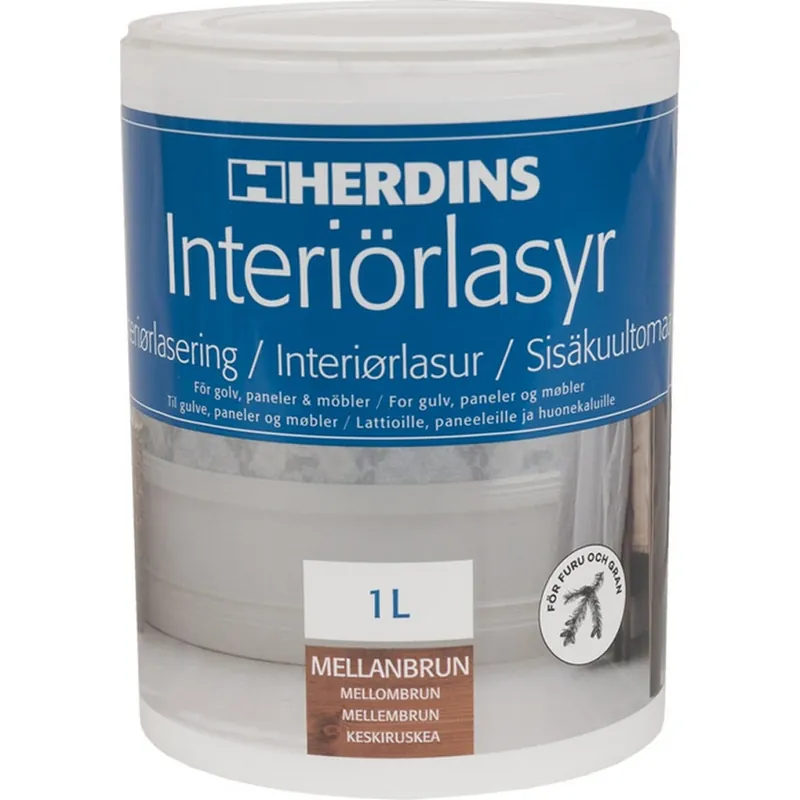 Nedsatt pris Interiörlasyr Mellanbrun 1L, Herdins