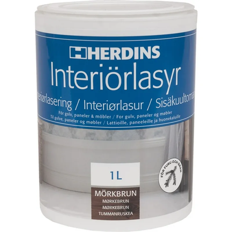 Köp nu Interiörlasyr Mörkbrun 1L, Herdins