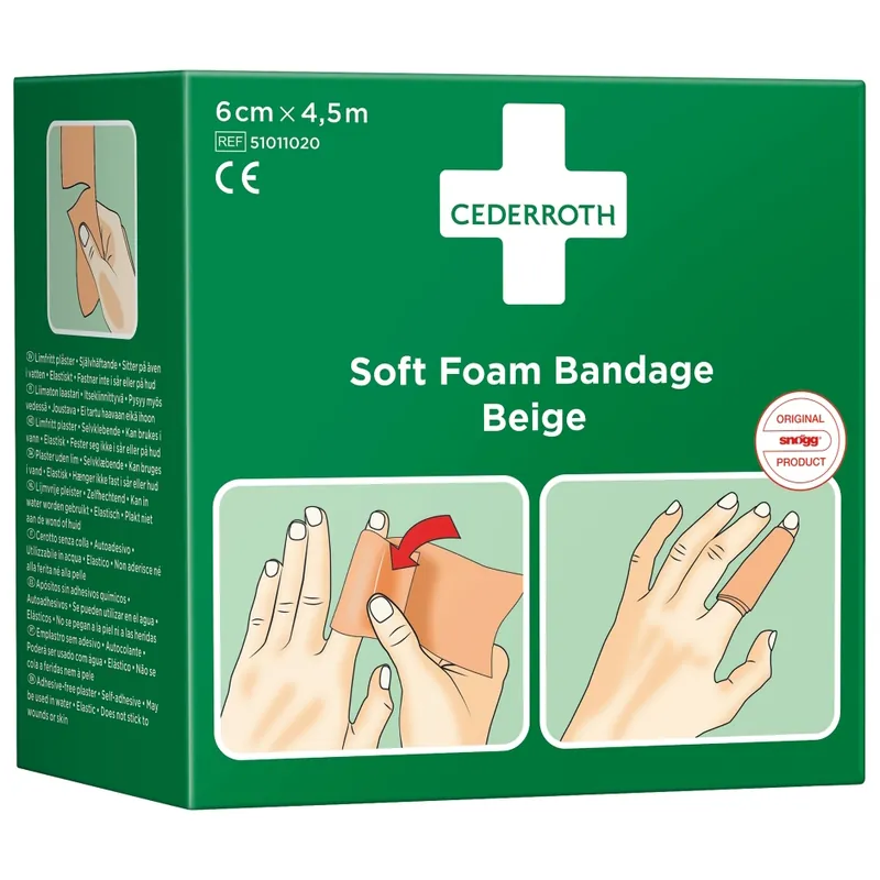 Soft Foam Bandage, 6cmx4,5m, Beige, 10st, Cederroth Fynd