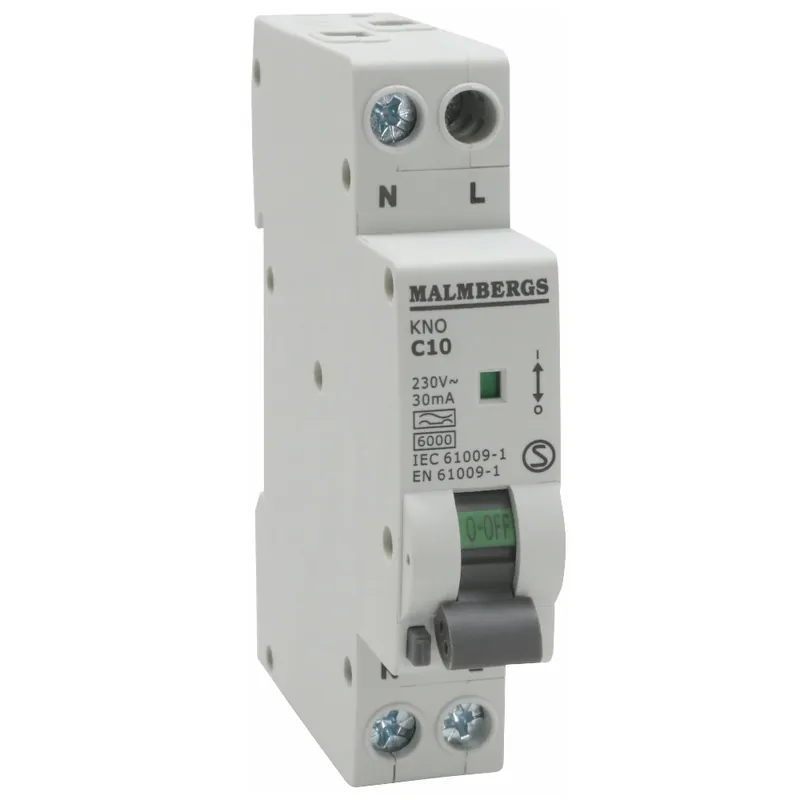 Billig Personskyddsbrytare, A-Typ, 1P+N, C10A, 30mA, 230V, Malmbergs 2160551