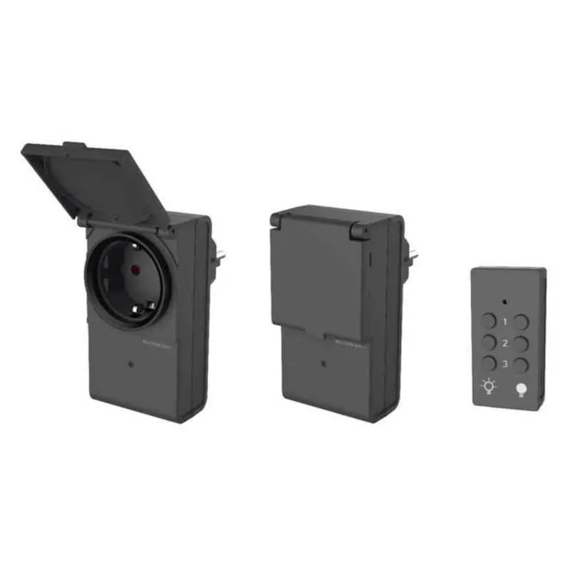 Fjärrströmbrytare Med 2st Mottagare Utomhus 16A 0-2300W 250V IP44 Grå Gelia Begränsad tid