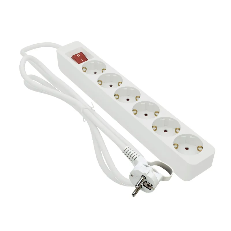 Grenuttag Med Brytare Jordat 6-Vägs 16A 3680W 230-250V IP20 Vit Gelia Snabb leverans