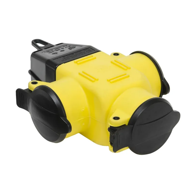 Grenuttag Utan Kabel Jordat 3-Vägs 10A 250V IP44 Gul Gelia Outlet