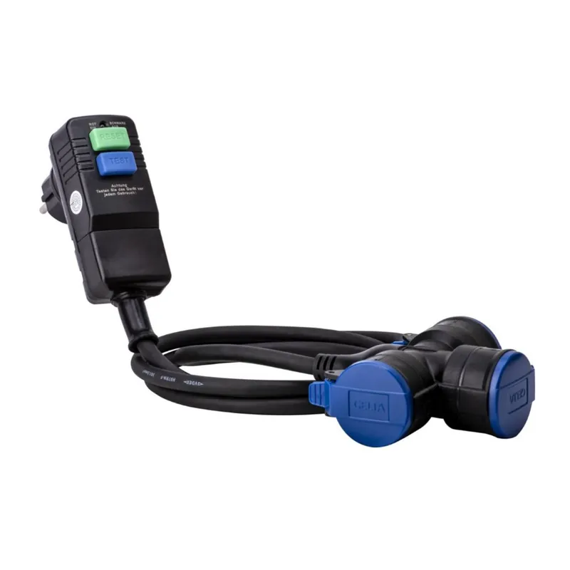 Billig Grenuttag Med Jordfelsbrytare Jordat 3-Vägs Med Lock IP44 Svart Gelia