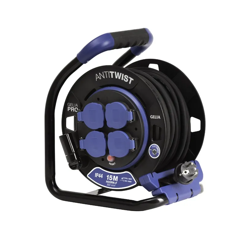 Rea Kabelvinda Anti-Twist Pro 15m 3G1mm² 16A 1000-3000W 230V IP44 Svart Gelia